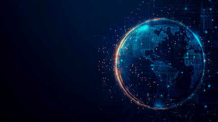 Obraz premium Abstract digital Earth with glowing lines and circuit board elements