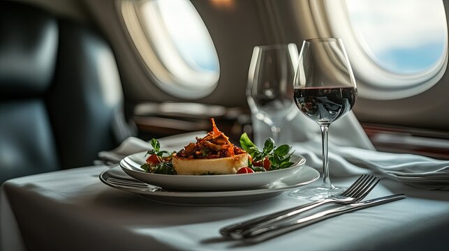 Gourmet Meal on a Private Jet