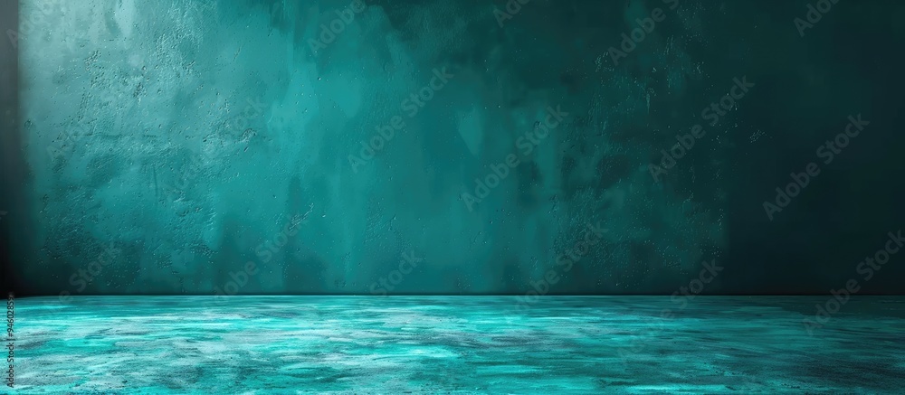 Poster cobalt green empty background for ad design. copy space image. place for adding text and design