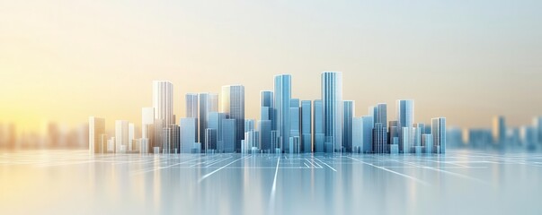 Fototapeta premium High-rise buildings in a developing urban district, zoning lines visible on the streets, zoning laws, urban development concept