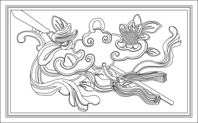 Vector sketch, silhouette illustration, abstract painting design, baground frame pattern, Chinese traditional ethnic vintage ornament decoration image