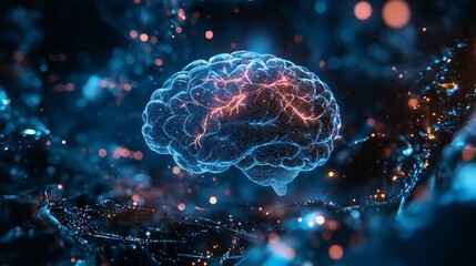 Fototapeta premium Digital Brain Concept with Glowing Connections