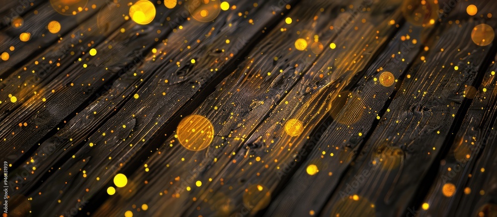 Wall mural wood background texture featuring yellow spots. copy space image. place for adding text and design