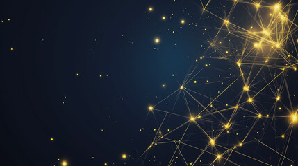 Fototapeta premium Abstract colorful business connection of lines from nodes It is connected to endless nodes and represents the innovation of communication in the network with black background