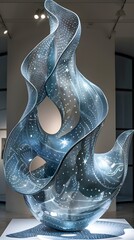 Abstract Glass Sculpture with Dotted Pattern.