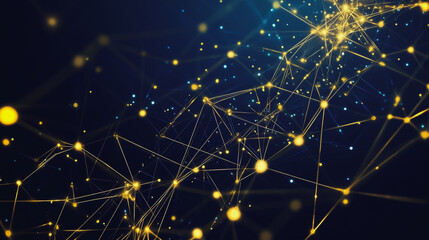 Fototapeta premium Abstract colorful business connection of lines from nodes It is connected to endless nodes and represents the innovation of communication in the network with black background