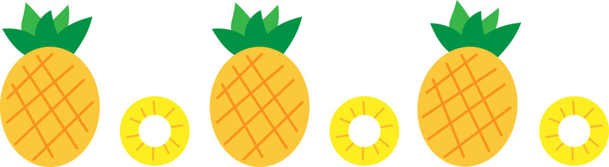 Pineapple fruit yellow cute illustration