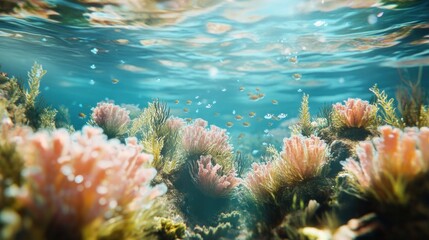 Underwater Coral Reef with Sunbeams