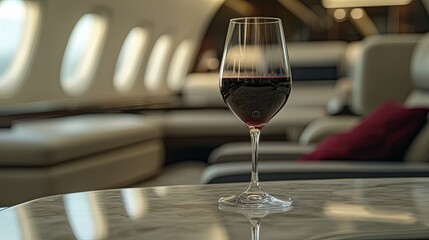 Red Wine in a Private Jet Lounge