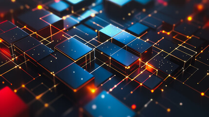 Abstract square business connection of lines from nodes It is connected to endless nodes and represents the innovation of communication in the network.

