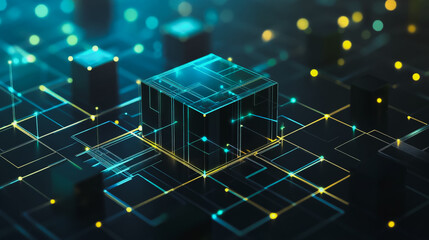 Abstract square business connection of lines from nodes It is connected to endless nodes and represents the innovation of communication in the network.

