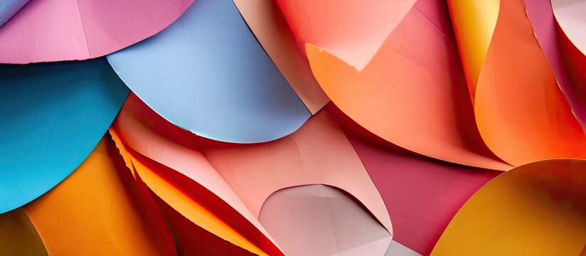 Multicolored collection of paper Background with abstract geometric composition. Copy space image. Place for adding text and design