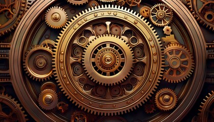 Steampunk machine gears, background with old gears, Generative AI