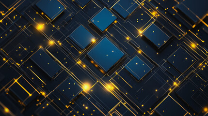 Naklejka premium Abstract square business connection of lines from nodes It is connected to endless nodes and represents the innovation of communication in the network.