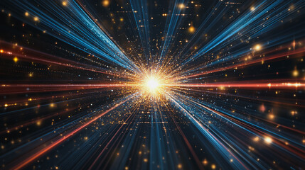 Abstract light explosion and network points, dot, earth's surface, digital background Innovation network points Earth's surface wave background digital wave information technology background