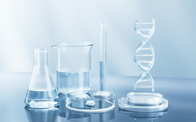 Scientific chemical laboratory equipments, 3d rendering.