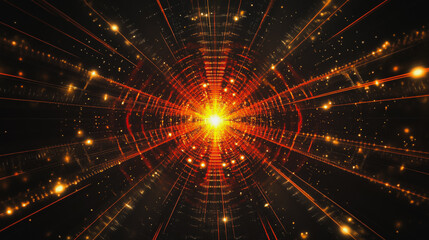 Obraz premium Abstract light explosion and network points, dot, earth's surface, digital background Innovation network points Earth's surface wave background digital wave information technology background