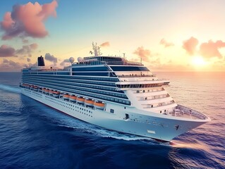 Naklejka premium cruise ship at sunset