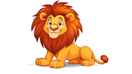 Funny cartoon smiling lion isolated on a white background	