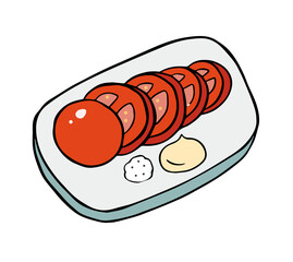 筆絵　冷やしトマト　居酒屋メニュー