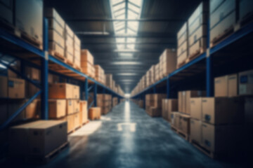 Fototapeta premium Blurred warehouse indoors backdrop