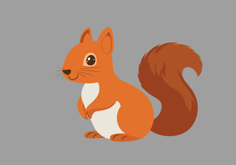vector illustration of a cute cartoon squirrel sitting upright. Suitable for use in children's books, educational materials, and playful designs.