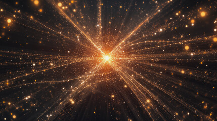 Naklejka premium Abstract light explosion and network points, dot, earth's surface, digital background Innovation network points Earth's surface wave background digital wave information technology background