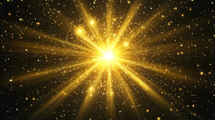 Golden Light Burst with Shimmering Particles