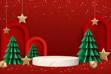 Christmas display podium product backdrop