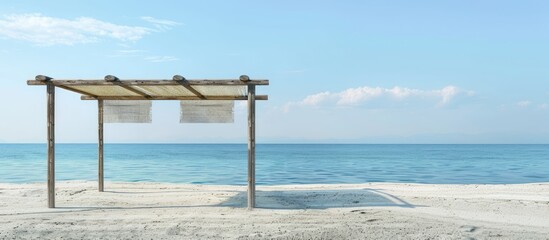 Wooden Beach Shade. Copy space image. Place for adding text and design