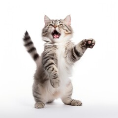 Fototapeta premium Happy smiling dancing cat mammal animal kitten.