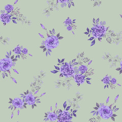 Romantic floral bouquets seamless pattern