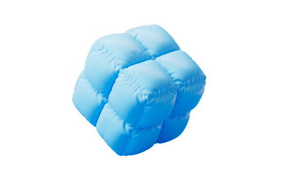 Inflatable soft balloon cube, 3d rendering.
