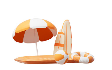 Tropical beach travel theme in summer, 3d rendering.