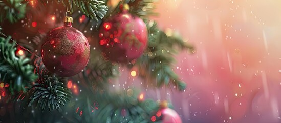 Christmas ornaments on the Christmas tree. Copy space image. Place for adding text and design