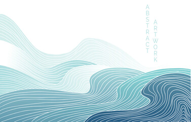 abstract japanese landscape on light background with colored lines and gradients	