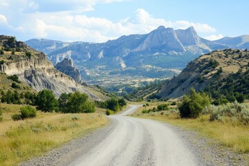 Fototapeta premium Landscape with road and mountains , ai
