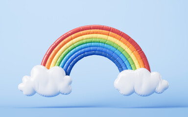 Inflatable cartoon style rainbow balloon, 3d rendering.