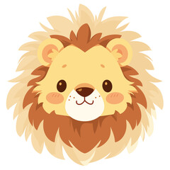 Obraz premium A cute cartoon lion head with simple flat illustration style for vector graphic logo design isolated on a white background