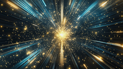 Fototapeta premium Abstract light explosion and network points, dot, earth's surface, digital background Innovation network points Earth's surface wave background digital wave information technology background