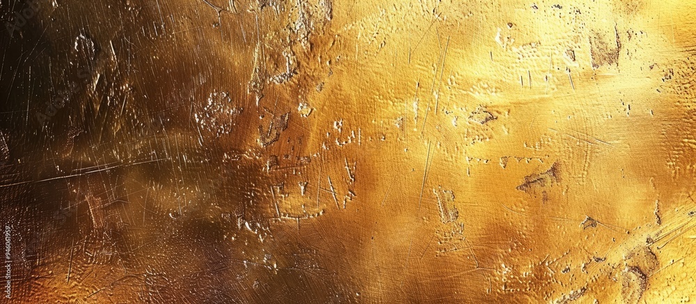 Poster scratches on a gold metallic surface. copy space image. place for adding text and design