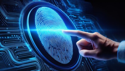 High-Tech Cybersecurity Visuals with Floating Digital Symbols and Interactive Elements