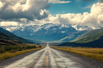 Fototapeta premium Landscape with road and mountains , ai