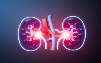 Kidney organ with health care concept, 3d rendering.