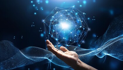 High-Tech Cybersecurity Visuals with Floating Digital Symbols and Interactive Elements