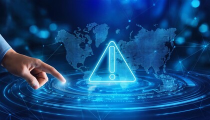 High-Tech Cybersecurity Visuals with Floating Digital Symbols and Interactive Elements