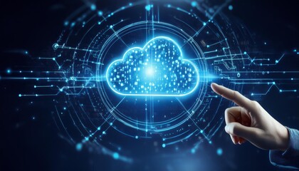 High-Tech Cybersecurity Visuals with Floating Digital Symbols and Interactive Elements