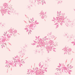 Romantic floral bouquets seamless pattern