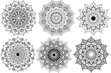 Circular pattern in the form of a mandala. Henna tattoo mandala. Mehndi style. Decorative pattern in oriental style. Figure mandala for coloring.