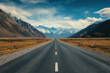 Fototapeta premium Landscape with road and mountains , ai